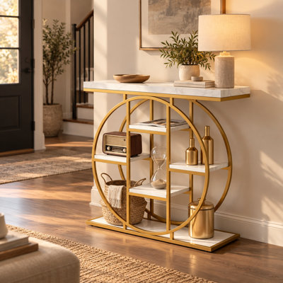 Console chic avec tablettes de rangement modernes à plusieurs niveaux
