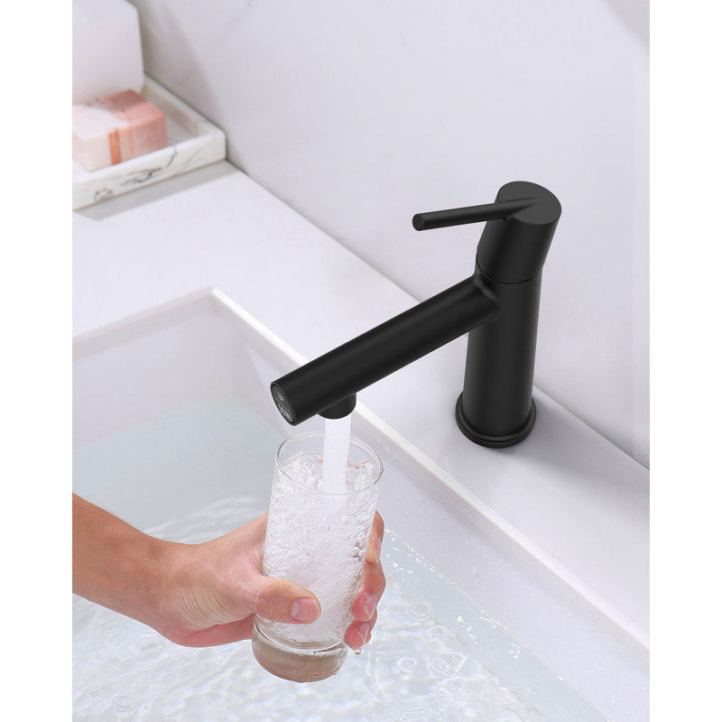 Matte Black Single Handle Bathroom Faucet For 1 Or 3 Holes ,Fountain And Flow Mode Two-In-One Function,Deck Mount Laundry Vanity Sink Faucet With Two 9/16" Hoses