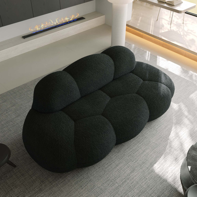 Canapé en polaire Sherpa Bubble Curve, Noir