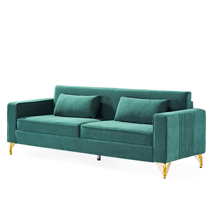 Canapé 85,8 po en velours pour le salon, 3 places noir avec un design classique moderne, luxueux, facile d'entretien, attrayant, confort moelleux, étapes d'entretien simples