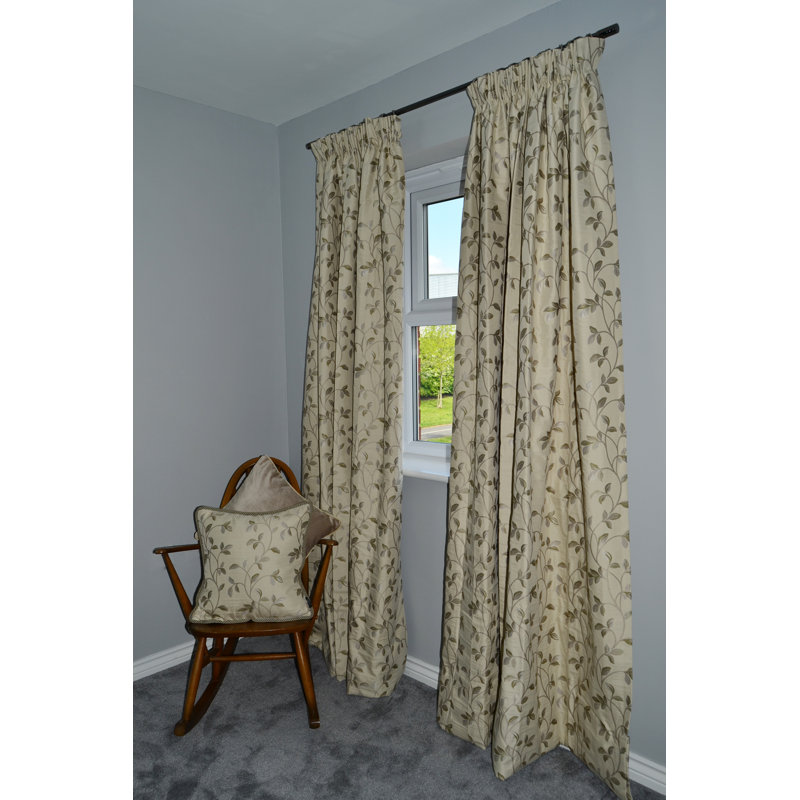 Choate Room Darkening Curtain Pair, Width 228 x Drop 137cm, Natural Sage Green