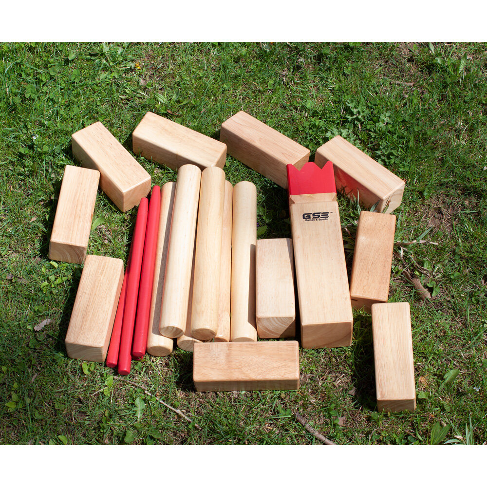 rubber wood kubb yard game set outdoor backyard lawn throwing toss game for all ages