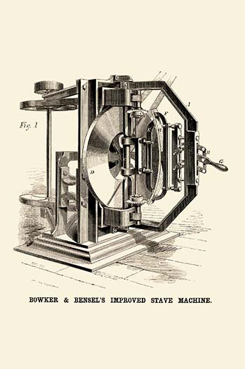 « bowker & machine stave », impression, H 66 po x l 44 po x P 1,5 po