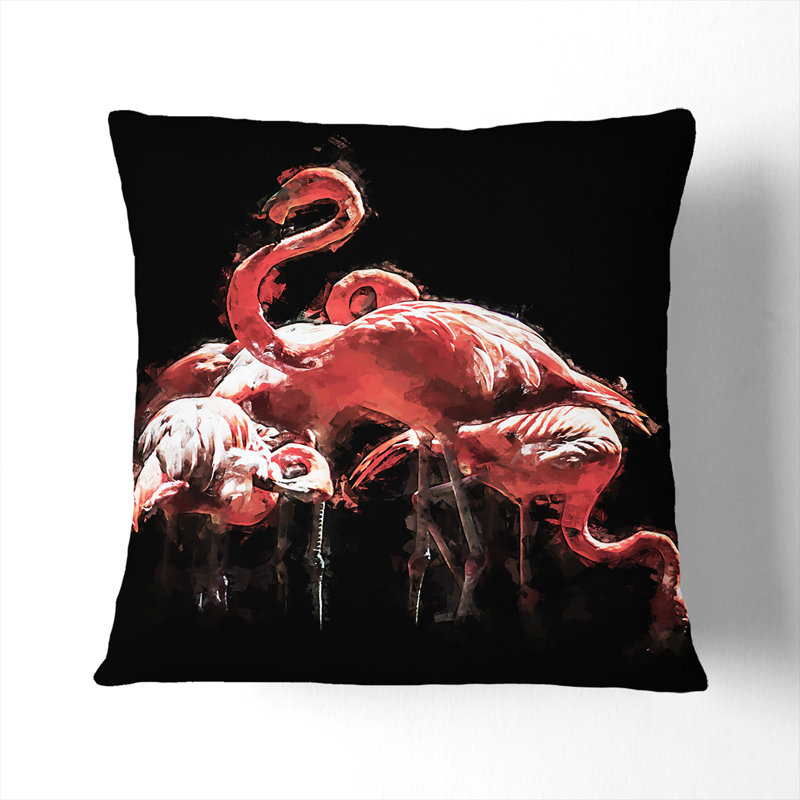 Pink Flamingos Cushion with Filling, 55cm H x 55cm W x 20cm D, White