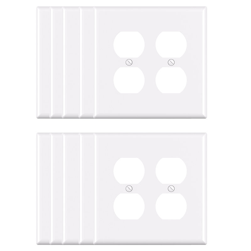 White Rectangular 2-Gang Duplex Outlet Wall Plate Set