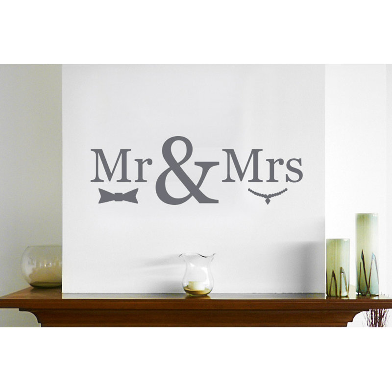 Mr Mrs Wall Sticker, Medium, Grey