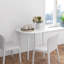 Table de salle à manger pliable, table ronde à abattants avec pieds en bois, blanc