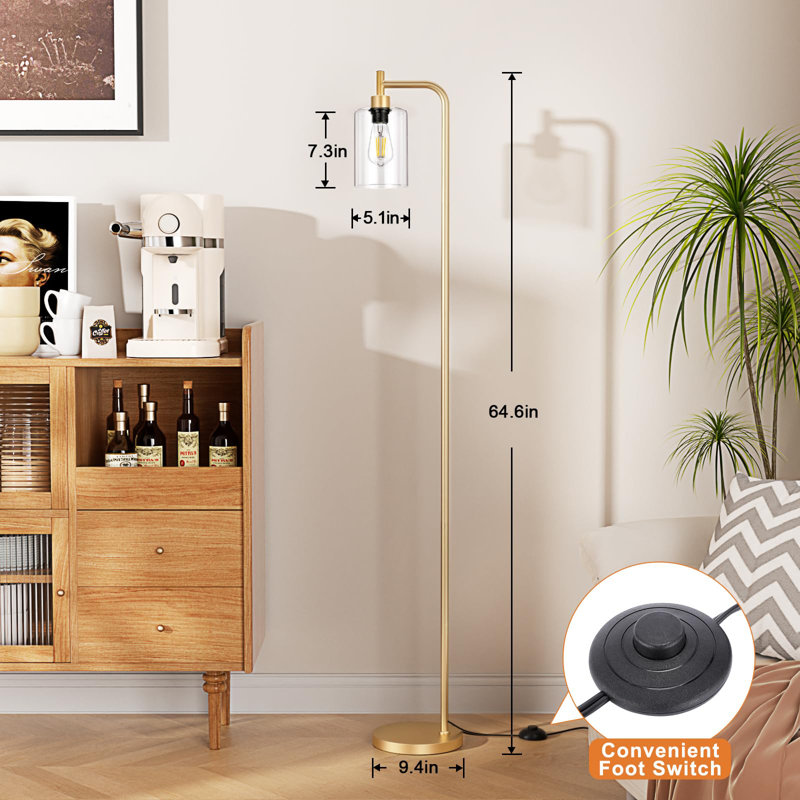 Watervliet Black Traditional Floor Lamp, Gold, Clear