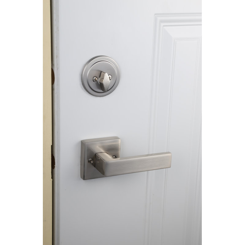 Ensemble de poignée Karsen avec pêne dormant, levier de porte et rosette, Nickel satiné