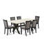 Ensemble de table de salle à manger 7 pièces composé d'une table de cuisine rectangulaire avec pieds en X et 6 chaises en tissu d'ameublement gris foncé Gotham, finition noire brossée-982604558-982604557