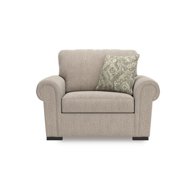 Mecy Oversized Armchair, 1 Pillow, Rolled Arms, Heather Beige Chenille
