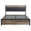 Structure de lit de style moderne avec tête de lit tapissier et - plateforme en métal, aucun sommier tapissier requis, espace de rangement sous le lit, silencieux et stable, hauteur 39,91 po