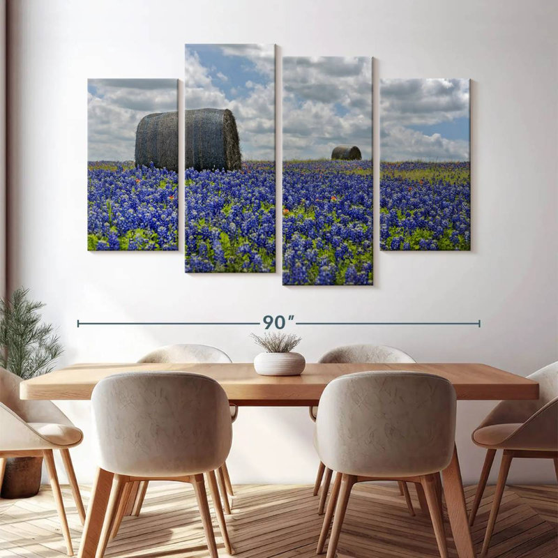 " Texas Bluebonnets " 4 - Pieces, 84" H x 54" W x 1.25" D