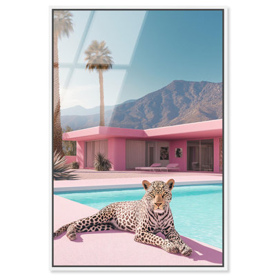 Art mural en verre acrylique lustré encadré Leopard