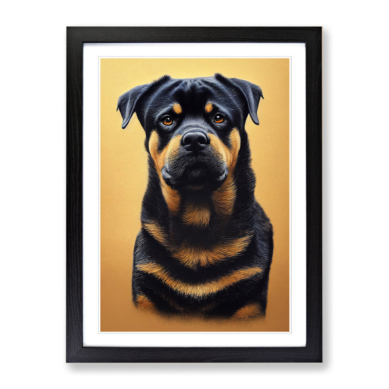 Rottweiler Vol.3 - Single Picture Frame Painting, 34cm H x 25cm W x 2cm D, Walnut