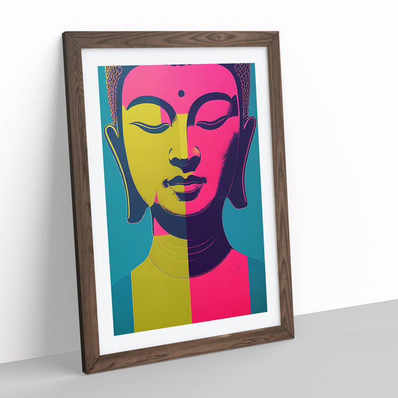 Modern Buddha No.2 Abstract - Framed Print, 46cm H x 34cm W x 2cm D, Brown Framed