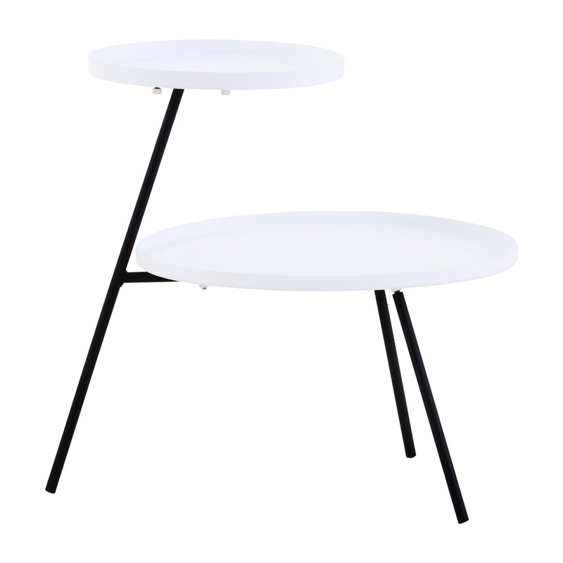 Alexica End Table, White, White/Black