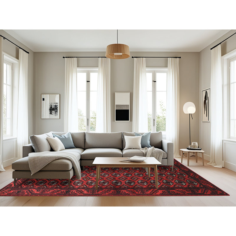 Tapis de style oriental rouge, Rectangle 8 pi x 12 pi