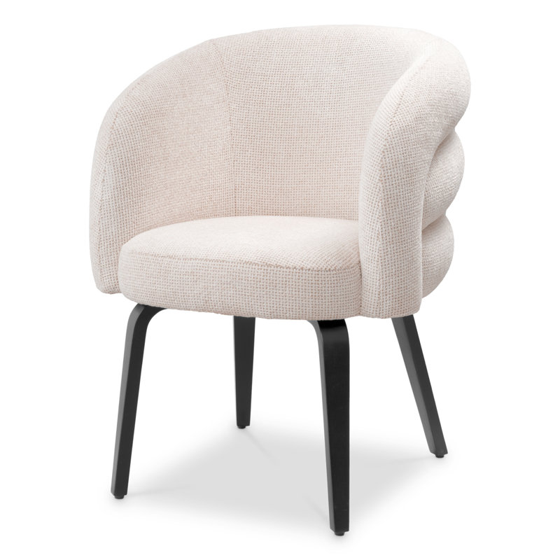 Fauteuil Novelle en rayonne / viscose blanc cassé / noir Novelle