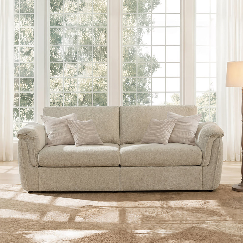 Makena 88.2" W Modern Upholstered 2-Piece Sofa with Wide Arms & Deep Supportive Cushions, Taupe