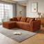 Canapé d'angle modulaire en flanelle beige, 2 pièces, livré roulé avec 5 coussins, aucun assemblage requis.-87663165-87663166