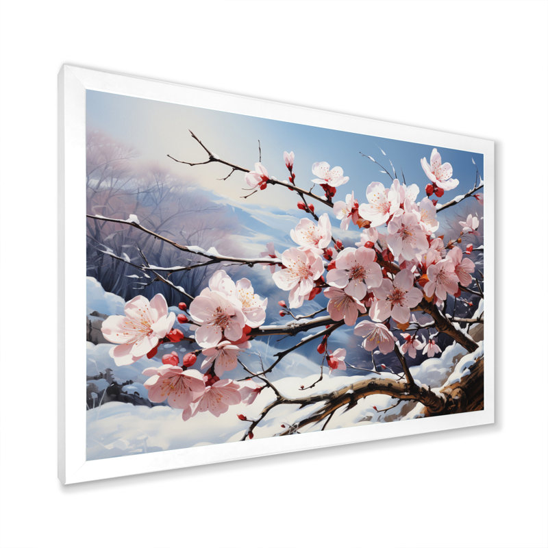 Winter Blossoms II, reproduction d'art sur toile, Cadre simple blanc, H 12 po x l 20 po x P 1 po