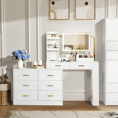 Modern 8-Drawer Dresser For Bedroom - Ample Storage Wide Chest Of Drawers, Sturdy & Safe