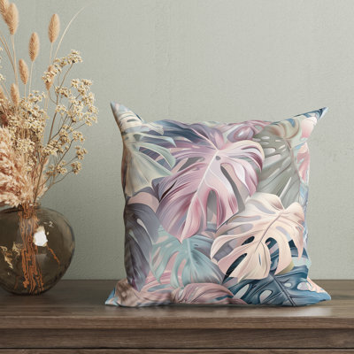 Pastel Jungle Floral Reversible Pillow Cover