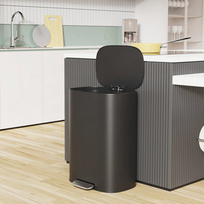 Grande poubelle à fermeture en douceur grande capacité de 13,2 gallons avec acier inoxydable résistant aux traces de doigts, idéale pour la cuisine et la maison