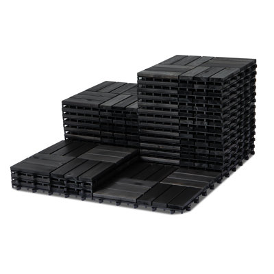 30.5cm L x 30.5cm W Solid Wood Interlocking Deck Tile