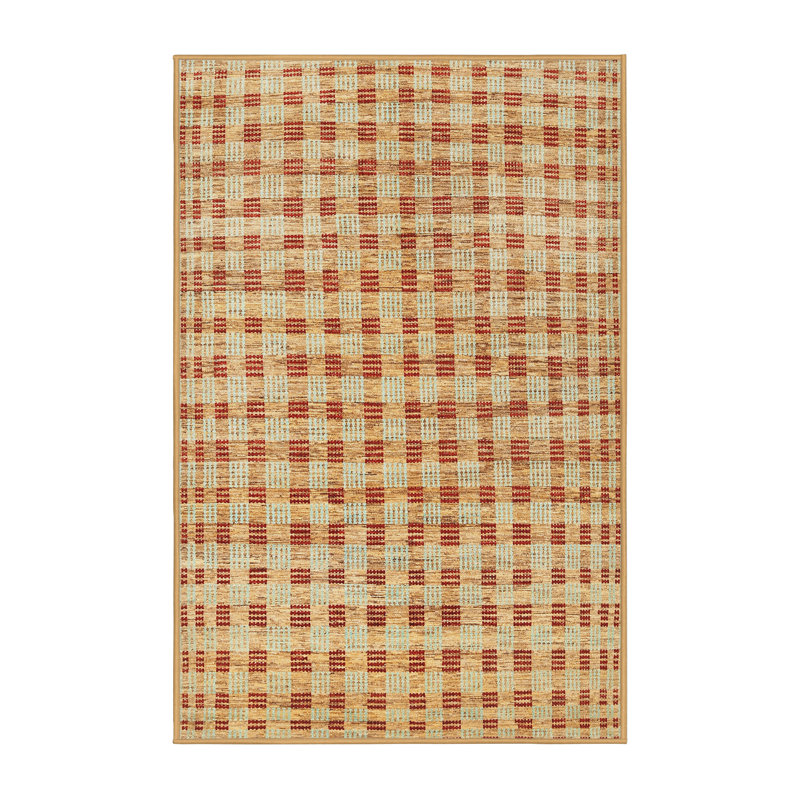 Tapis de zone orange contemporaine, Rectangle 5 pi x 7 pi