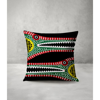 Criso Crocodille Folksy Square Throw Pillow