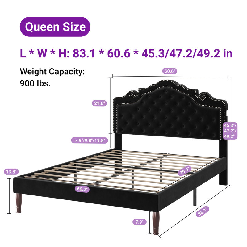 Skya Upholstered Platform Bed, Queen