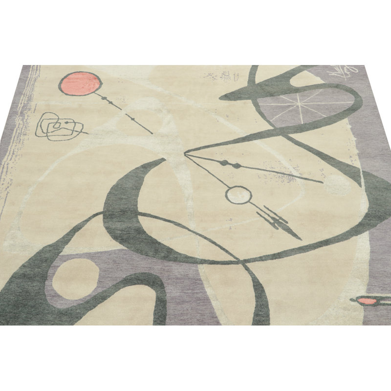 Hand Knotted Geometric Area Rug, Rectangle 10' x 14'