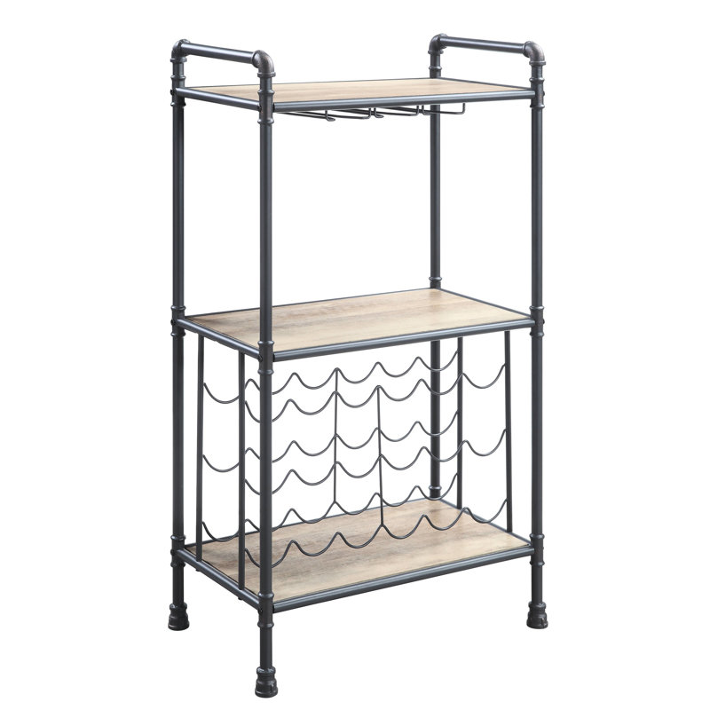 Chêne antique et support à vin gris sablé, 3 modèles efficaces, peut contenir 18 bouteilles, porte-gobelet, présentoir élégant pour bar Sorts