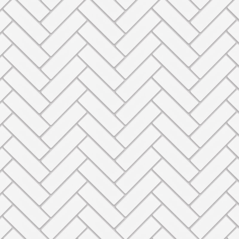 Metro Brick Herringbone 10-5/8 " x 12-1/2 " Porcelain Mosaic Floor and Wall Tile, Matte White