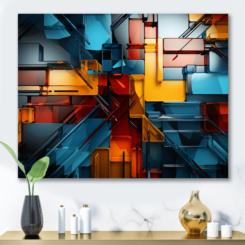 «Cubism Vivid Collage I - Abstract Collages», reproductions d'art mural, Toile tendue, H 12 po x l 20 po x P 1 po