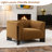 Upholstered Orange Velvet Modern Curved Arm Design Armchair With Solid Wood Legs-1496703151