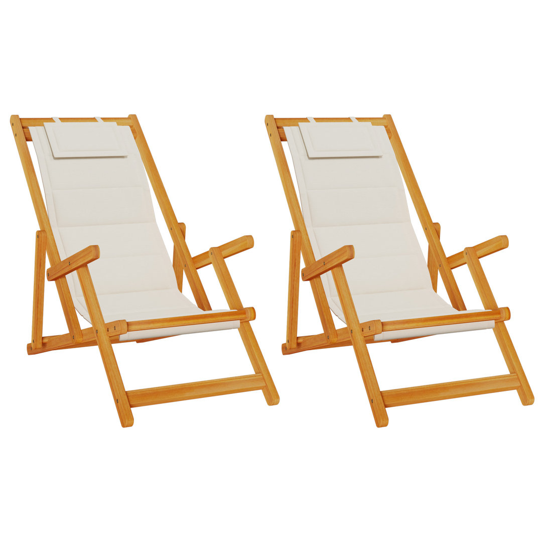 Beach Chair with Cushion Folding Solid Acacia Wood Garden Lounge Patio