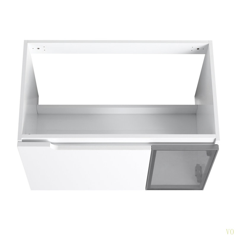 Meuble-lavabo mural 30 po, 2 portes à fermeture en douceur et 1/2 porte en verre, contreplaqué (emballage KD) - sans le lavabo