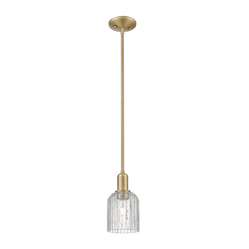 Downtown Urban - Voile de mariée - Mini-luminaire suspendu 1 tige, H 9,63 po x l 5 po x P 5 po, Clair, Laiton brossé