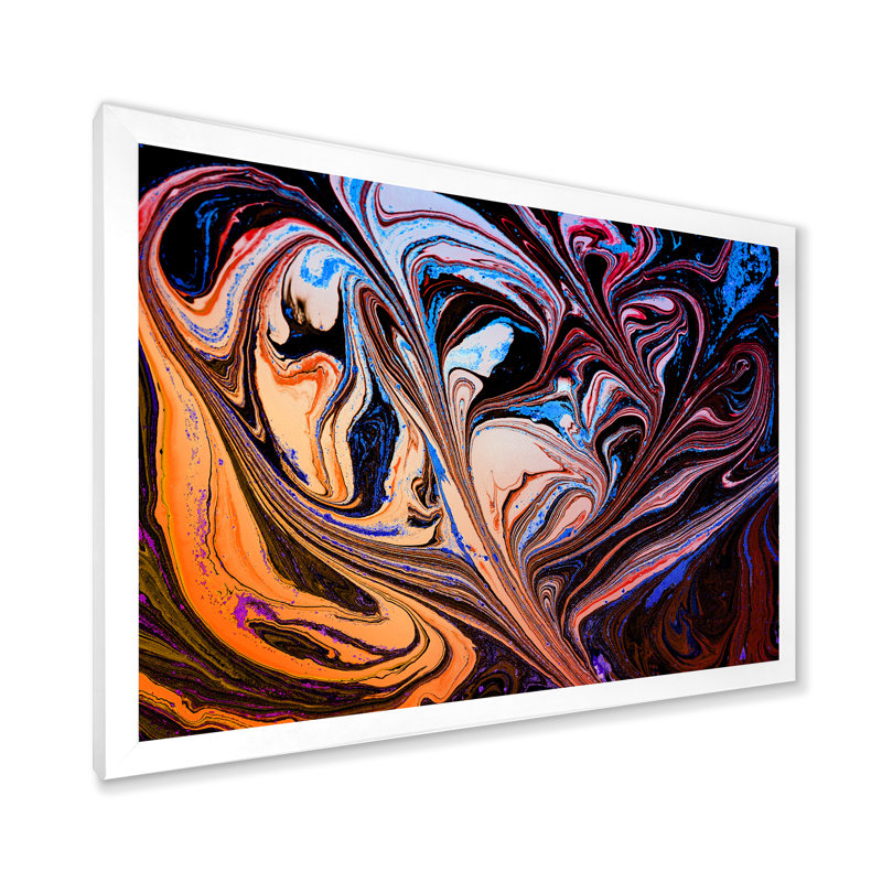 Art abstrait marbré mauve abstrait II, H 30 po x l 40 po x P 1,5 po, Cadre photo blanc