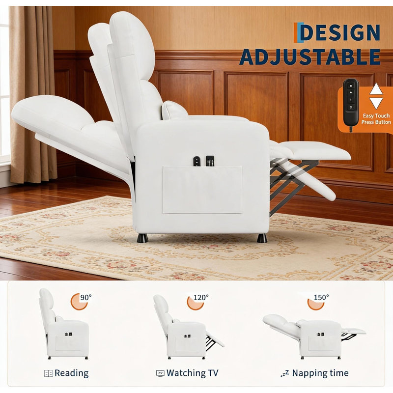 Fauteuil inclinable électrique, avec massage et chaleur, Blanc