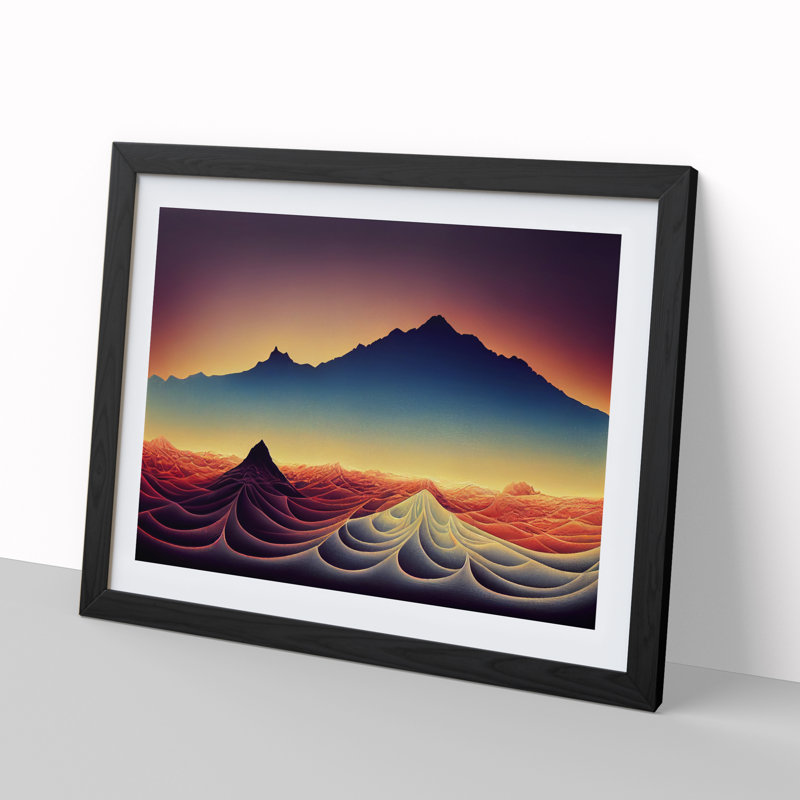 Exclusive Mountain Landscape - Single Picture Frame Painting, Black, 46cm H x 64cm W x 2cm D
