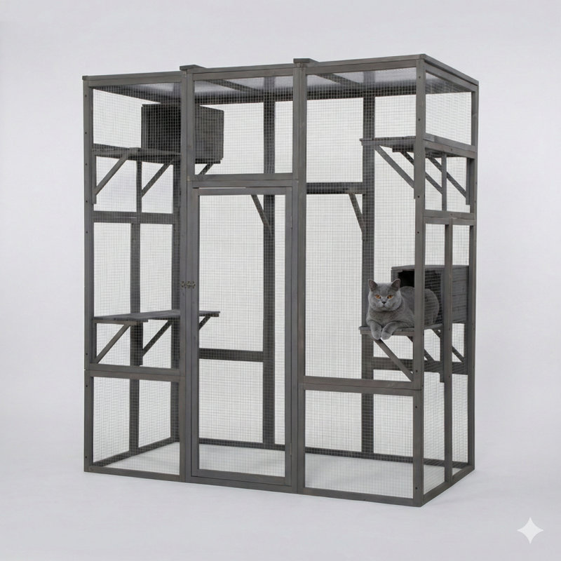 Extra-Large Cat Cage in Gray Finish