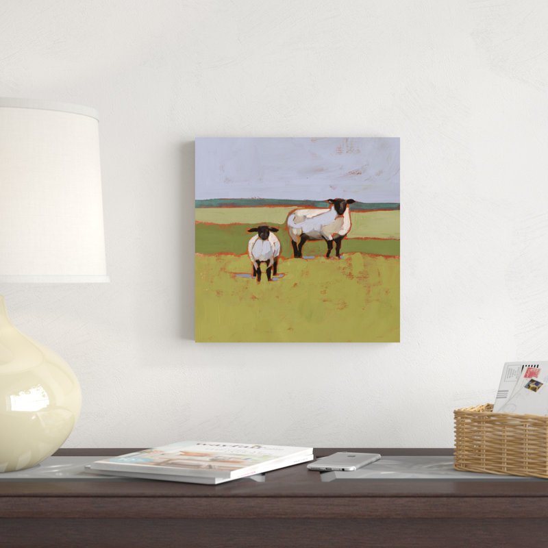 «Suffolk Sheep II» par Victoria Borges - peinture sur toile tendue, H 12 po x l 12 po