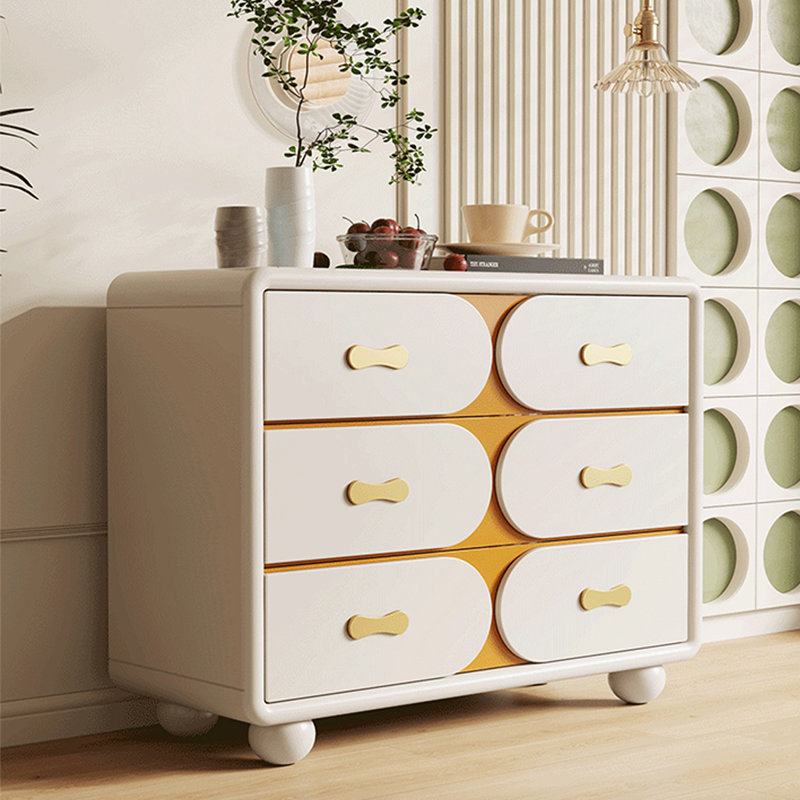 Commode d'appoint simple en bois massif blanc
