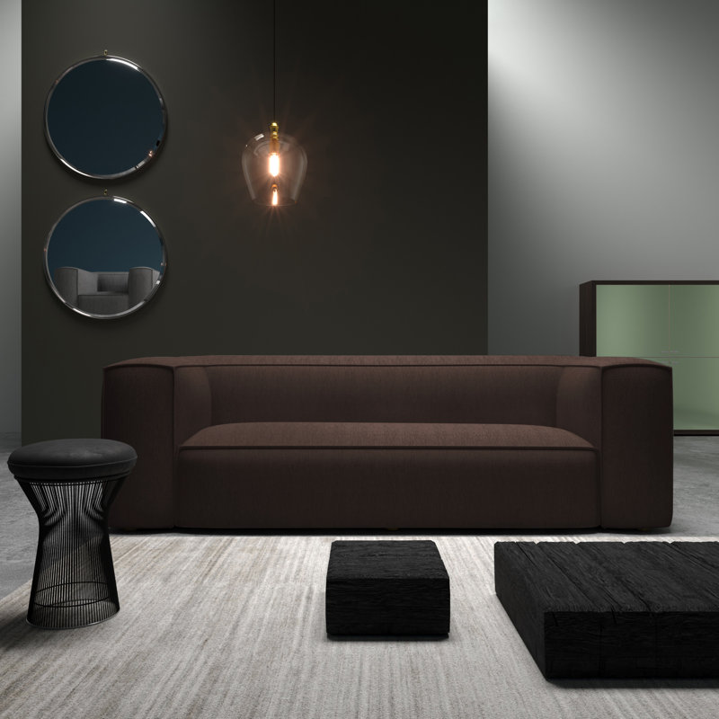 Varick Oversize Track-Arm Sofa with Flange, 30" H x 108" W x 47" D, Dark Brown, Vintage Leather Pumice