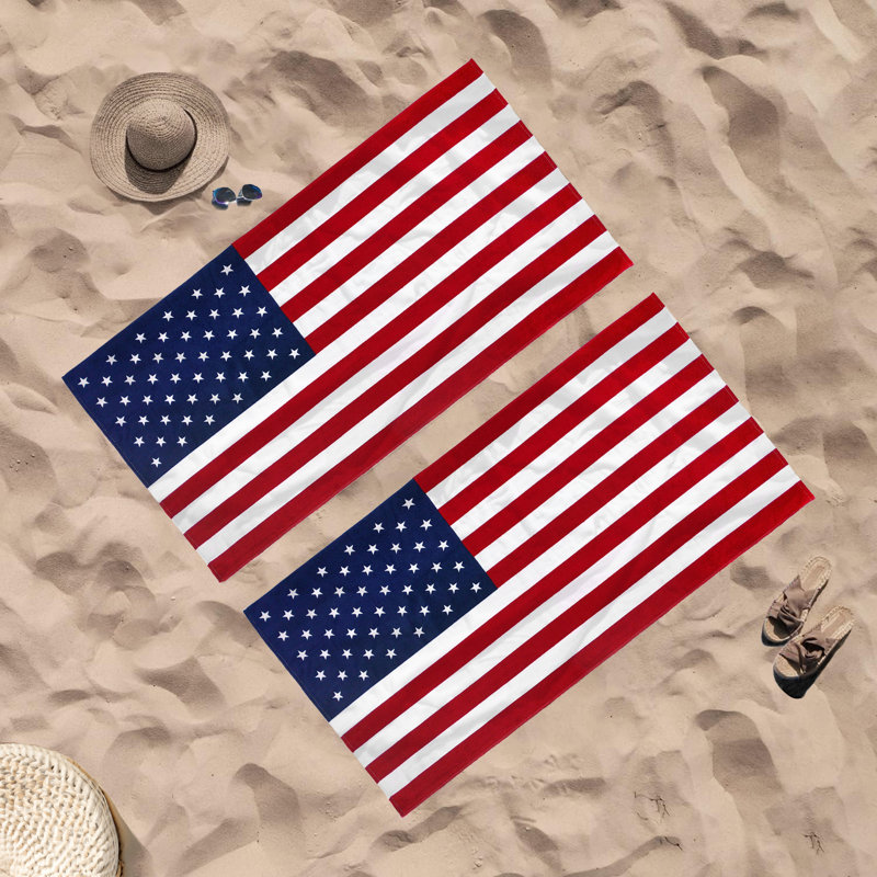 Serviette de plage Jesup | 100% coton étoiles et rayures patriotiques 30 po x 60 po