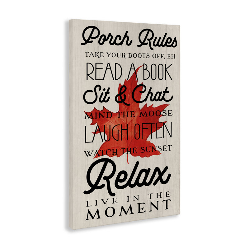 Canada Porch Rules with Leaf, conception de Lil 'Rue, H 24 po x l 16 po